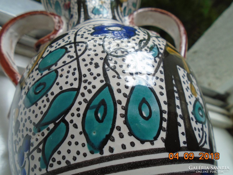 Hand painted Tunisian Arabic ceramic floor vase