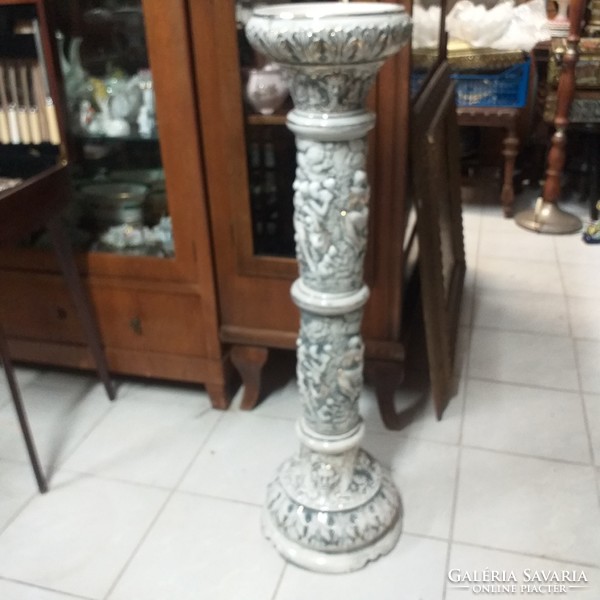 Italy Capodimonte,Capo Di Monte Barokk Porcelán Posztamens,Szobortartó,Virágtartó. Jelzett. 98 cm.