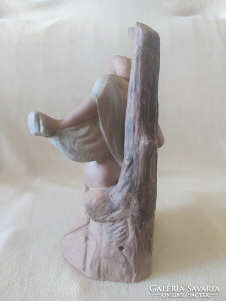 Turáni blacksmith: seated female nude, terracotta small plastic lamp, marked, 30 cm