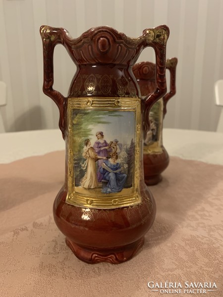 Josef Strnact antik fajansz asztalközép és váza szett
