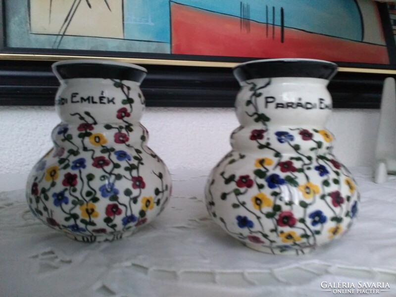 Antik kézi festett városlődi váza páros