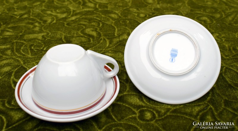 Régi retro Zsolnay porcelán mokkás csésze aljjal párban