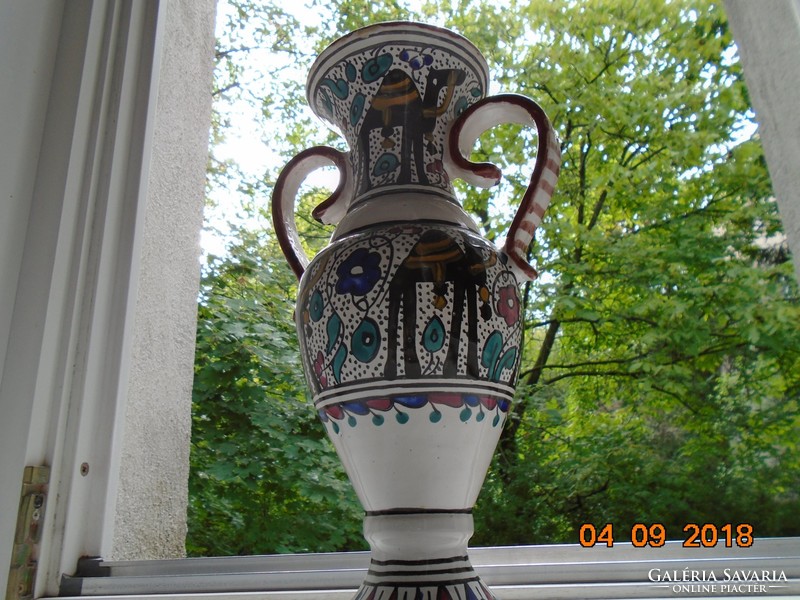 Hand painted Tunisian Arabic ceramic floor vase