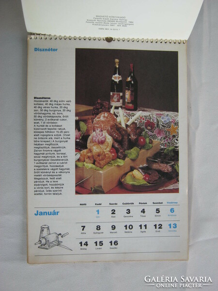 Szakácskönyv fali naptár 1985.