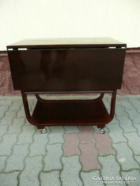 Freshly restored, flawless, antique art deco Debrecen thonet party cart/bar table with opening sides
