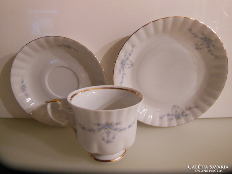 Coffee set - 3 pieces - numbered - marked - old - cookie 17 cm - base 14 cm - cup 2 dl