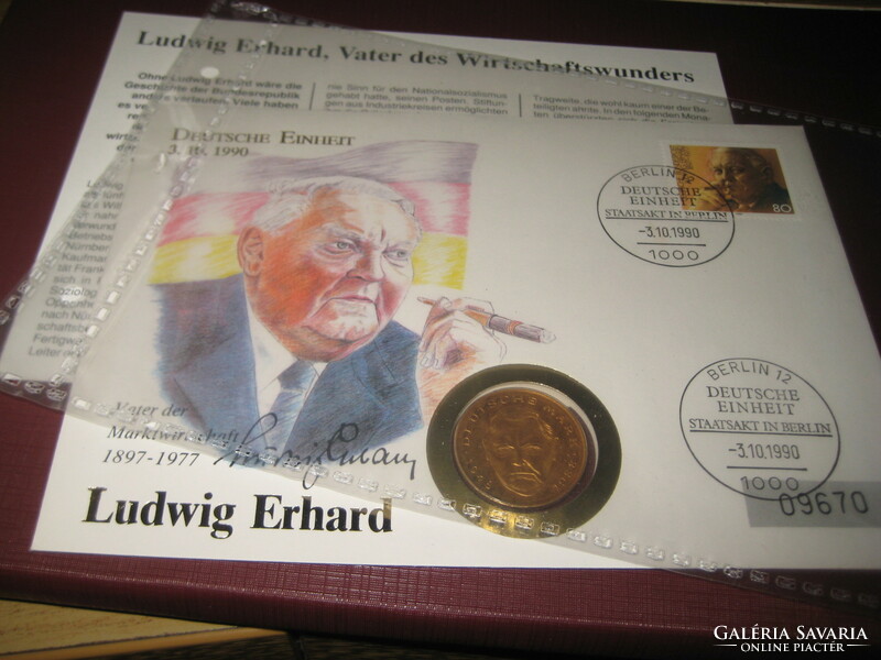 The German unity, deutsche einheit 1990, with Minister of Economy ludvid erhard on it