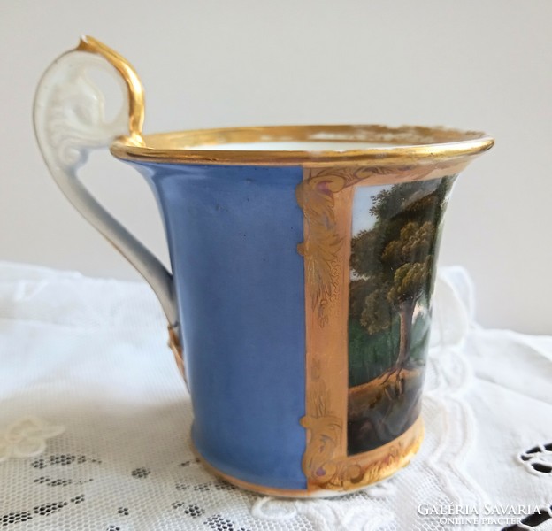 Antique miniature painted cup 9.5X8cm