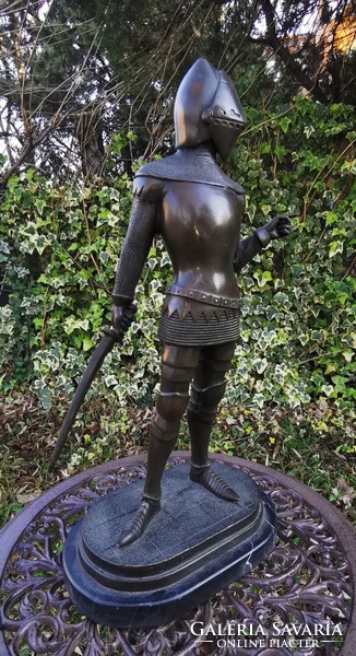 Armored warrior - bronze statue artwork