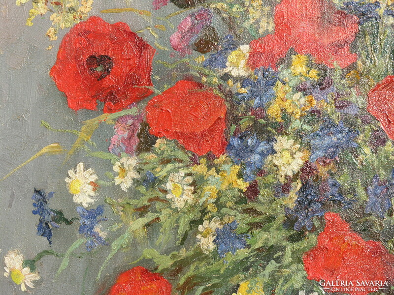 Lukácsy János (Cegléd,1884 - 1944)  - "Pipacsok!" -  virágcsendélet