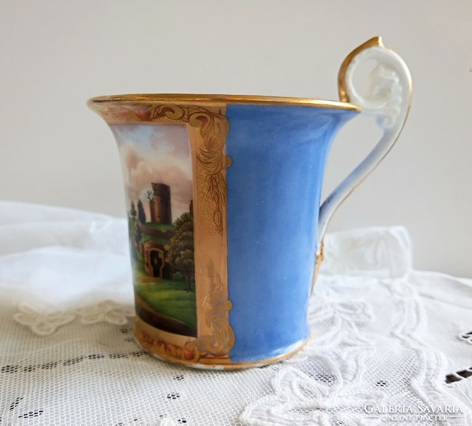 Antik miniatűr festett csésze 9.5x8cm