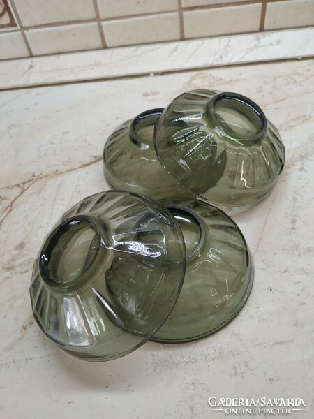 Glass compote plate, bowl 4 pieces for sale! Smoke glass with compote