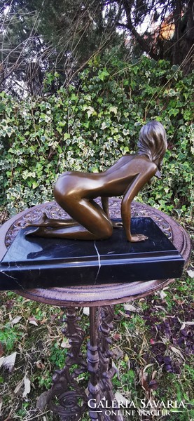 Erotic female act - bronze sculpture