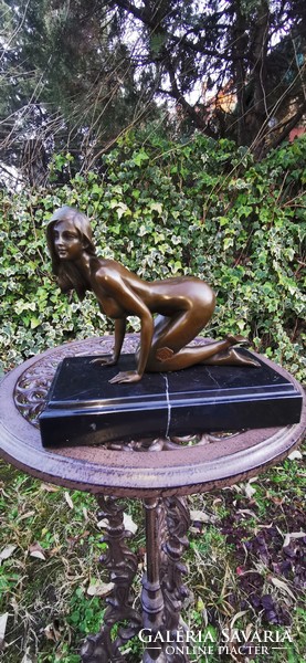 Erotic female act - bronze sculpture