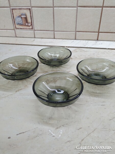 Glass compote plate, bowl 4 pieces for sale! Smoke glass with compote