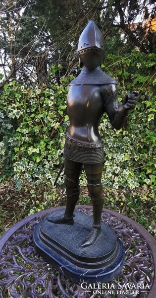 Armored warrior - bronze statue artwork