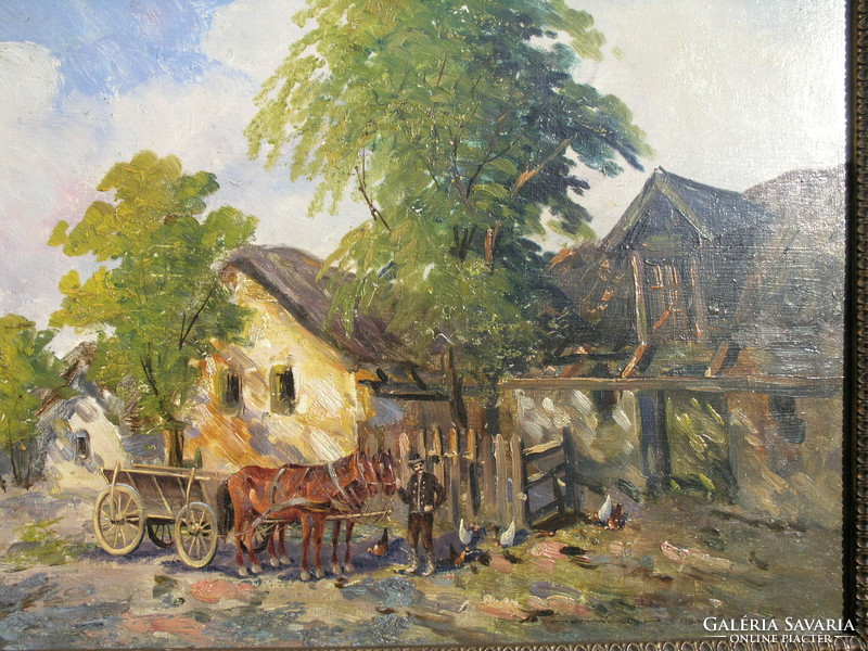 Németh György (1888 -1962) - "Tanyaudvar" -  életkép!