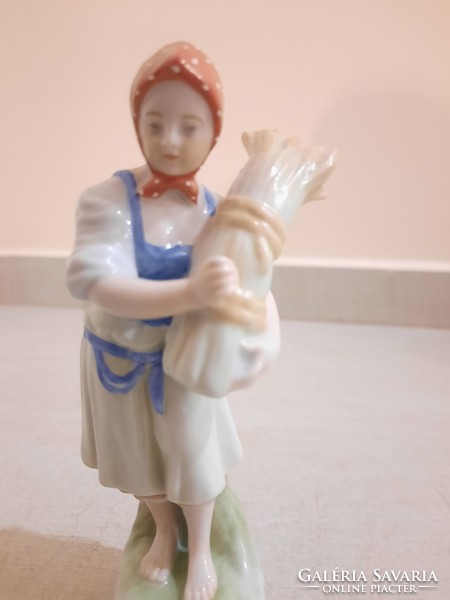 Rare antique Herend porcelain figurine of a girl carrying a barrel of incense