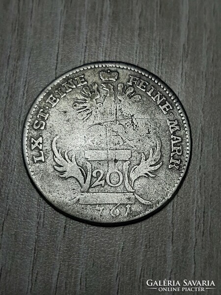 Rare !!! Silver 20 kraj czar 1761 christian friedrich karl alexander