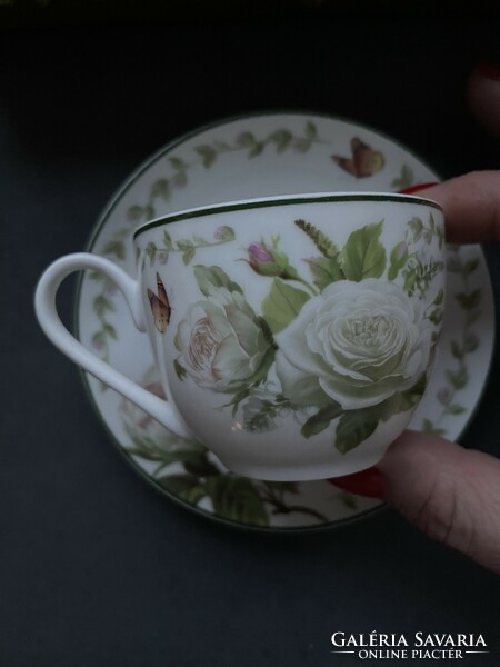 ÚJ! Gyönyörű 2 személyes romantikus rózsás kávéscsészék díszdobozban