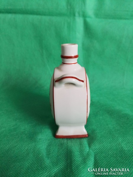 Antique Zsolnay water bottle, Kalocsa motif, burgundy border