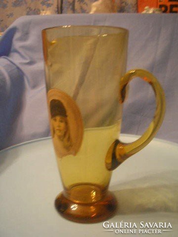 U11 art deco jug with image, image 1236 gr ca: 1.5 Liter honey, amber rarity