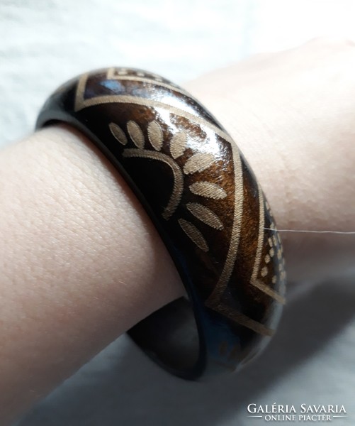 Wide Indonesian wooden bangle