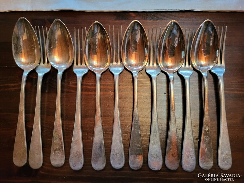 6+6 pieces of silver dianas-marked dinner spoon and fork, 21 cm, 