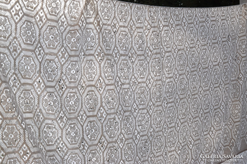 Régi nagyméretű csipkés kézi ágyterítő terítő függöny 244 x 206