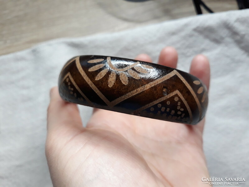 Wide Indonesian wooden bangle