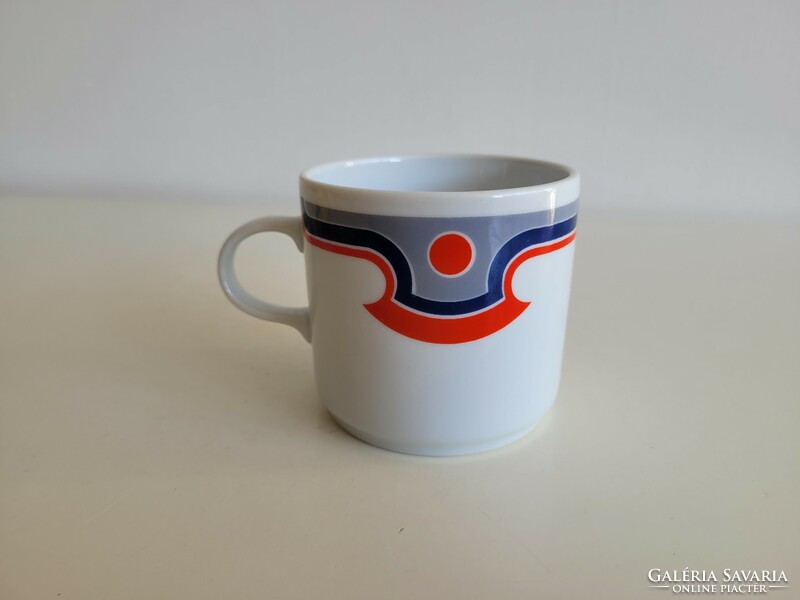 Retro régi  Alföldi porcelán bögre kék piros teás csésze 1 db