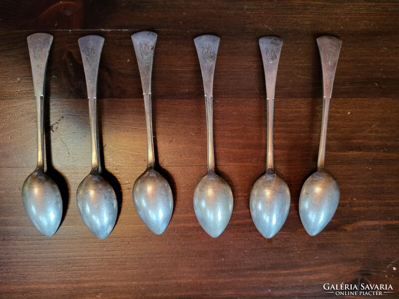 6 pieces of silver Diana-marked coffee and mocha spoons, 12 cm, monogram sr engraving