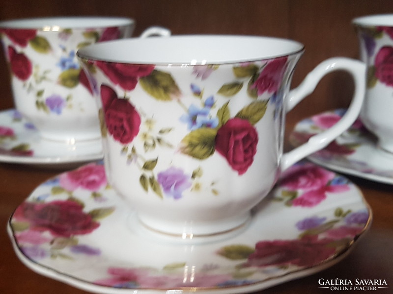 Gyönyörű Victorian Style vintage teás készlet 6db+ kistányér