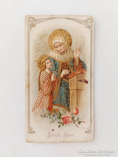 Régi kis szentkép Szent Anna imakép imalap kegykép