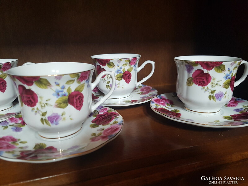 Beautiful Victorian style vintage tea set 6 pcs + small plates