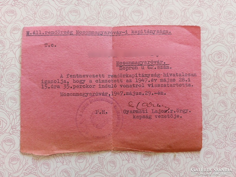 Old document 1947 police certificate