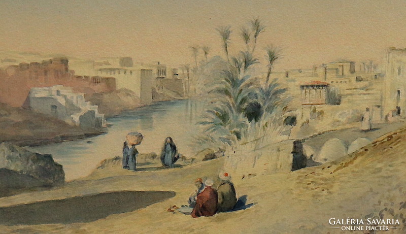 Oriental scene, excellent quality watercolour, 1903, marked