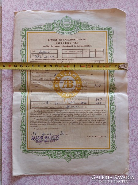 Régi Állami Biztosító kötvény 1978