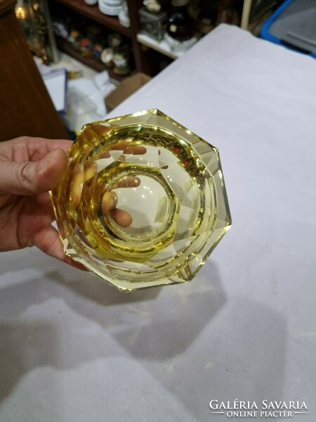 Old peeled crystal ashtray