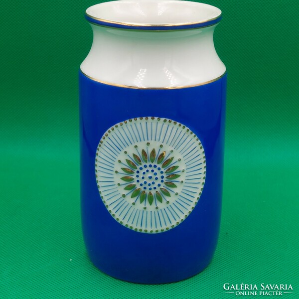Mid-century Hollóházi kék váza