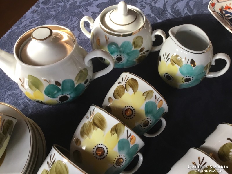 Dúsan aranyozott, antik,  Baranovka porcelán, teás készlet, 8 személyes