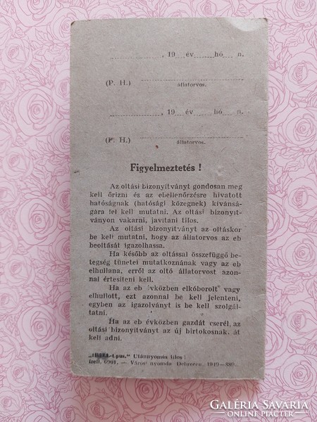 Régi dokumentum 1951 eboltási bizonyítvány
