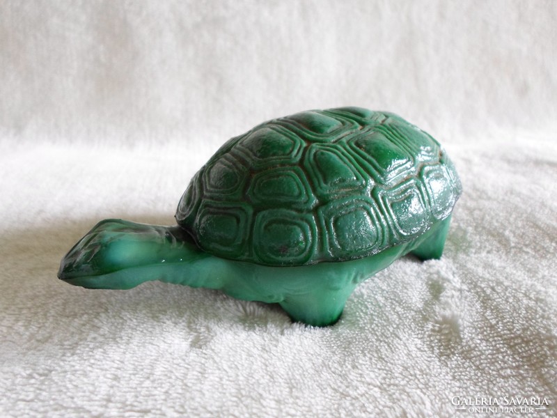 Art deco curt schlevogt green malachite glass turtle