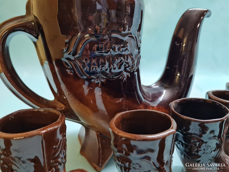 T0489 retro ceramic Bulgarian drinking set 26x21 and 11x9 cm