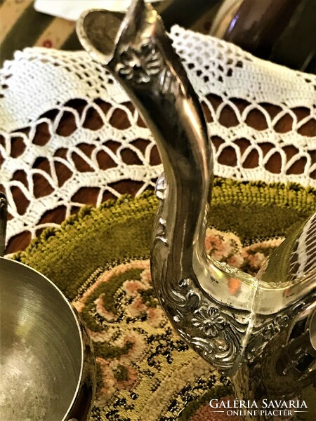 Fantastic, vintage, thickly silver-plated, tea and coffee set with a beautiful floral pattern