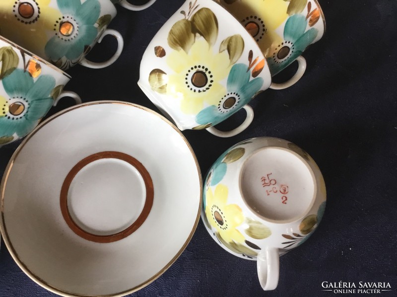 Dúsan aranyozott, antik,  Baranovka porcelán, teás készlet, 8 személyes