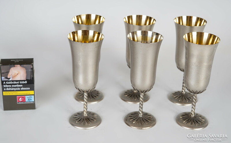 Silver champagne glass set - with gold-plated interior