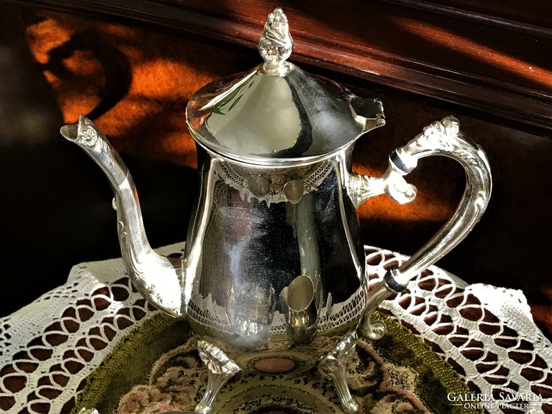 Fantastic, vintage, thickly silver-plated, tea and coffee set with a beautiful floral pattern