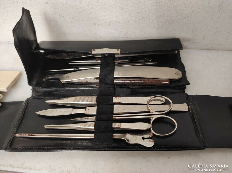 Antique surgeon doctor medical travel tool set in tool holder 718 6513