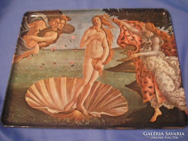 N3 Antik, Vénusz születése jelzett bakelit tálca ritkaság 30 x 24 cm örök szépség, örök érték